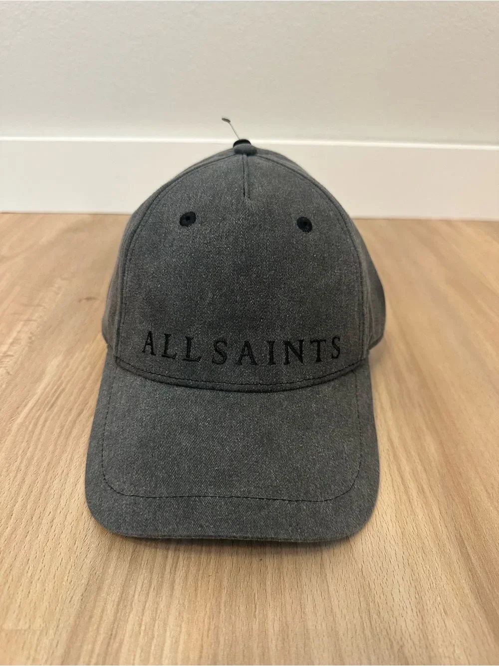 NWT All Saints Large Logo Washed Black Baseball Cap